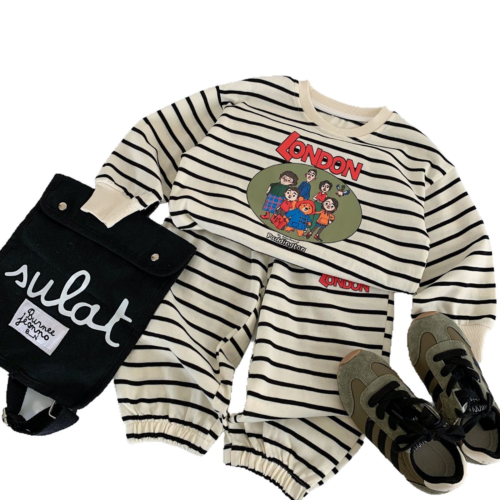 Mai Bao Niños Set de primavera y otoño 2025 nuevo estilo coreano de dibujos animados para niños y niñas dos piezas de ropa infantil al por mayor