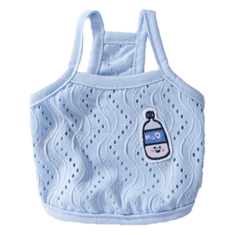 Primavera y verano cachorro parche simple Sling delgada malla transpirable gato pies mediano y pequeño perro ropa para mascotas