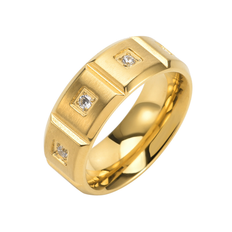 9g Weight Vacuum Plating Gold Plating Process 18K Gold Plated Plating Material Zircon Inlay Material 304 Stainless Steel 18K Gold Plated Fashion Plating Geometric Zircon Rings