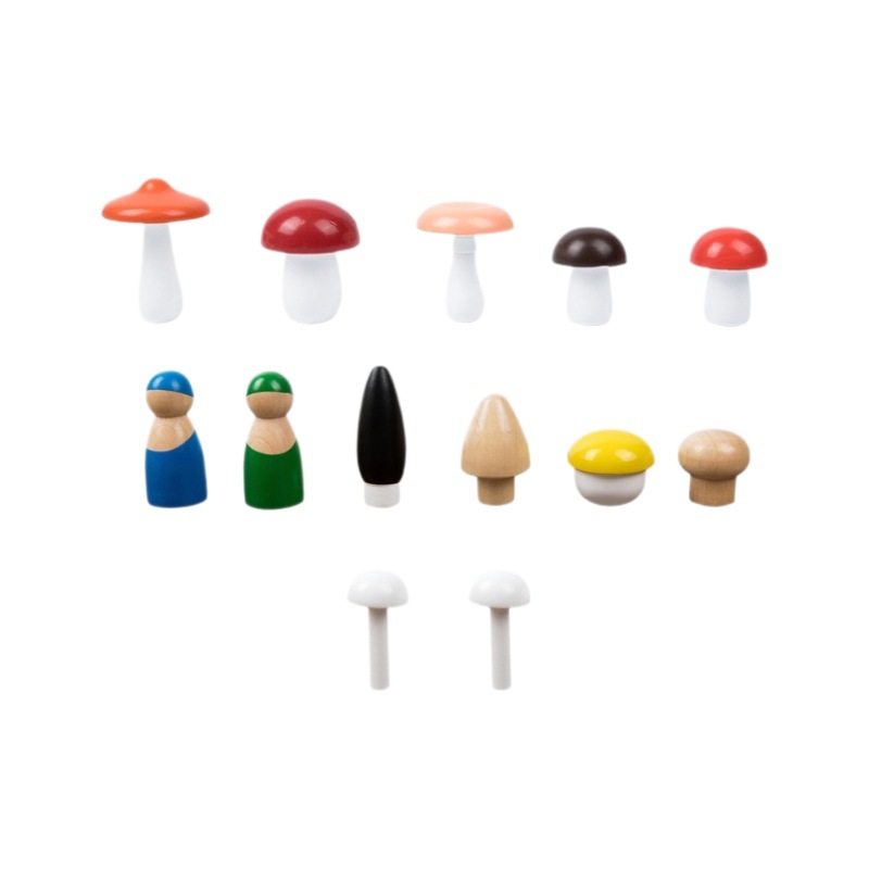 Bebé de madera transfronterizo para niños Ilustración educación temprana cognitiva coincidencia de colores simulación bosque seta recogiendo juguetes educativos