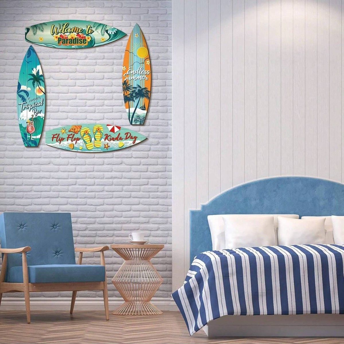 Decoración de pared de playa de madera temática de verano bar tropical decoración de pared de verano colgante de decoración de fiesta familiar