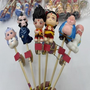 Hot Selling New Nezha Rocking Drum Nezha Bing Puppet Hand Drum Street Stall Temple Party Rattle Toy Pinch Rocking Drum