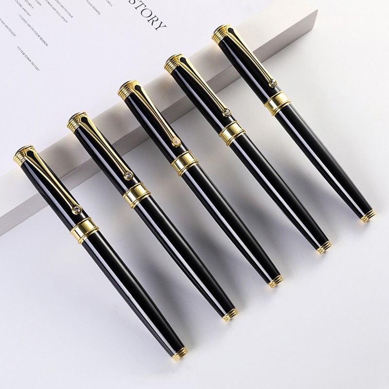 Wholesale In-Stock Metal Gel Pens, Ballpoint Pens, Office Pens, Black Business Gift Signature Pens, Customizable Logo