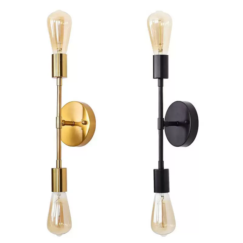 跨境专供复古美式过道卧室双头壁灯工业风卫生间洗手台铁艺枝形灯