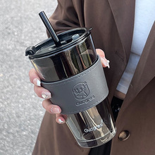 高颜值字母吸管玻璃杯学生时尚水杯广告促销礼品杯子伴手礼咖啡杯