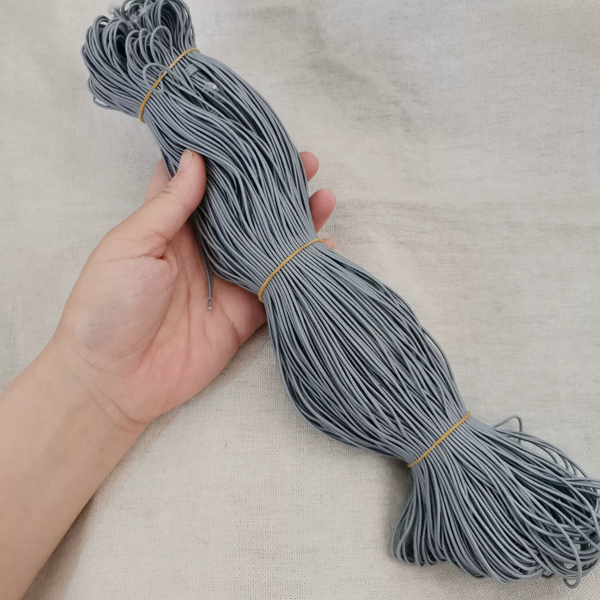 White elastic black beads, hair rope, 1.2mm