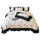 Hepburn Style Ins French Style 100 Skin-Friendly Cotton Four-Piece Set Black Rose Embroidered Wide Edge Lace Quilt Cover Bed 1.8