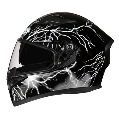 Motosiklet kaskı (dəbilqə) – Motorcycle Helmet Men's Retro Motorcycle - lightning-with-transparency-m