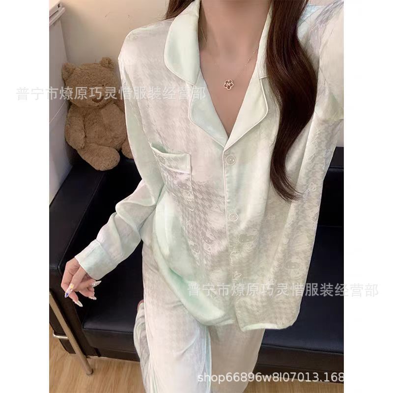 Pijama de verano nuevo hielo pantalones cortos de mangas cortas de dibujos animados KT gato coreano dormitorio de estudiantes ropa delgada set