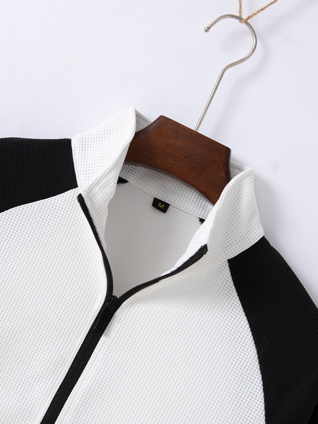 Men's Outdoor Waffle Knit Zip-up Jacket Colour Blocked Sport Coat_voghion.com