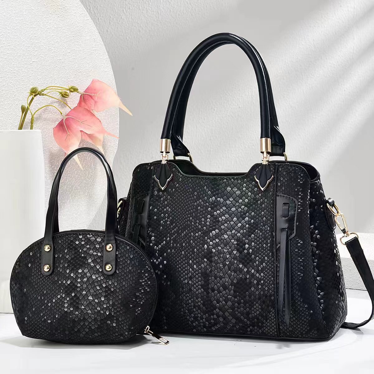 Bolso de mano bolso de comercio exterior con patrón de serpiente bolso de madre e hijo tendencia europea y americana comercio exterior Taizhou bolso de mujer textura PU bolso de hombro bags