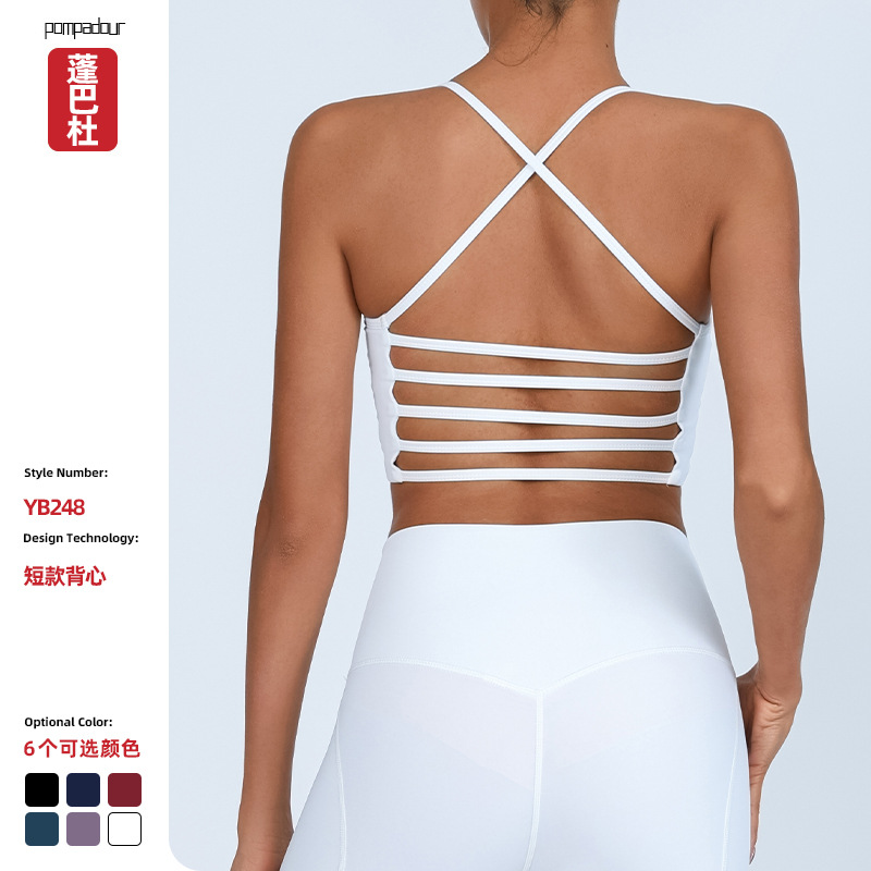 Europa y los Estados Unidos transfronterizos Amazonas ropa de yoga femenina desnuda desmontable cojín de pecho cruzado correa apretada ropa interior deportiva