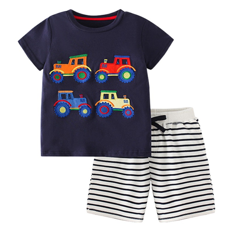 Malwee traje para niños verano nuevo traje de dos piezas para niños europeos y americanos Estilo occidental cuello redondo manga corta ropa para niños guapos
