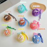 创意可爱毛球团子零钱包耳机包彩色毛线钥匙收纳小包挂饰挂件礼物