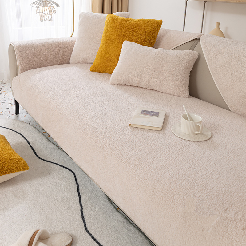 Cross-Border Lamb Wool Thickened Non-Slip Plush Seat Cushion Winter Nordic Sofa Cover Wholesale_voghion.com