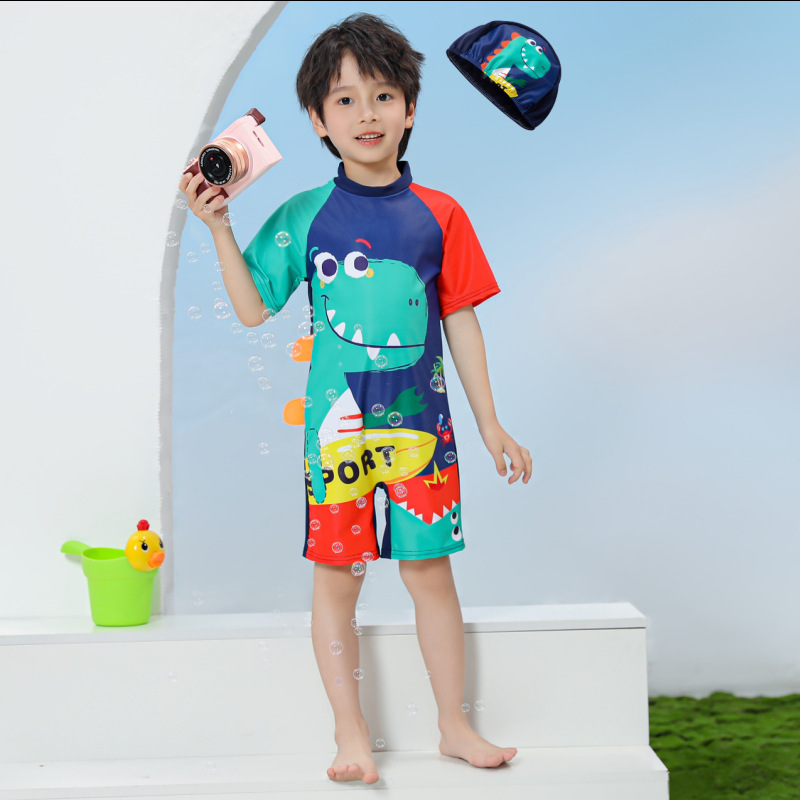 Traje de baño para niños nuevo estilo mono bebé bañador de dibujos animados estudiante spa protector solar niño traje de baño de secado rápido al por mayor
