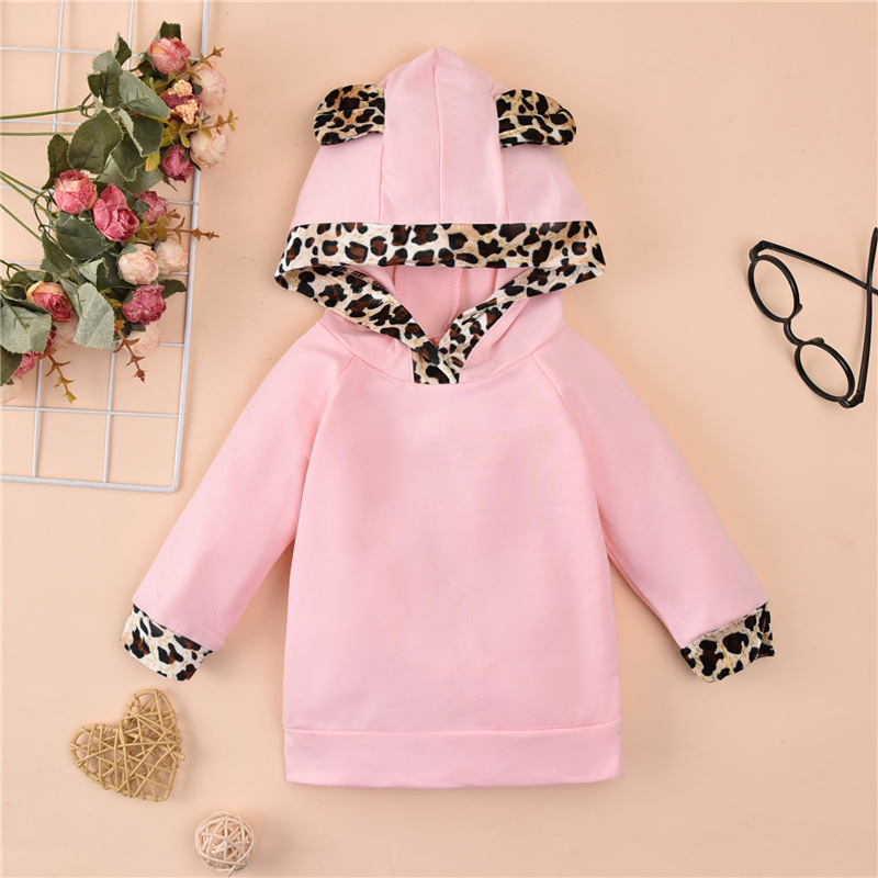 Girls' Sweater New Style Pink Leopard Print Two-piece Suit Children's Sweater Suit display picture 4