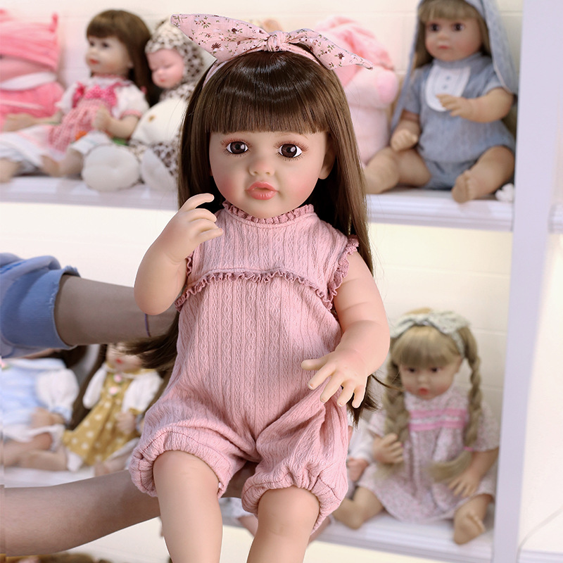 跨境新款重生娃娃 全搪胶55cm仿真婴儿玩偶女孩玩具娃娃批发代发