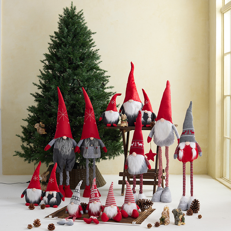 Nuevos productos transfronterizos sin cara muñeca del duende varilla retráctil grande hombre viejo Navidad centro comercial decoración de escena doméstica