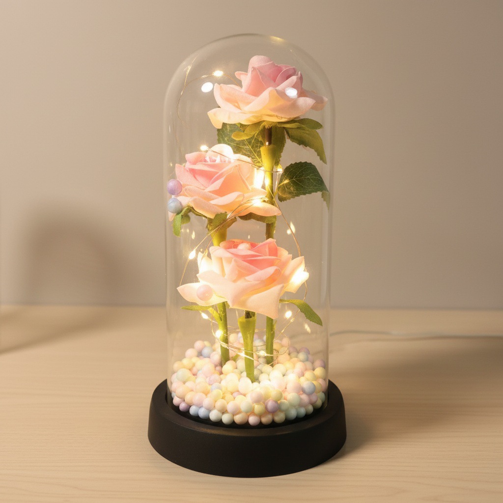 Flor rosa + fondo negro + bola de espuma