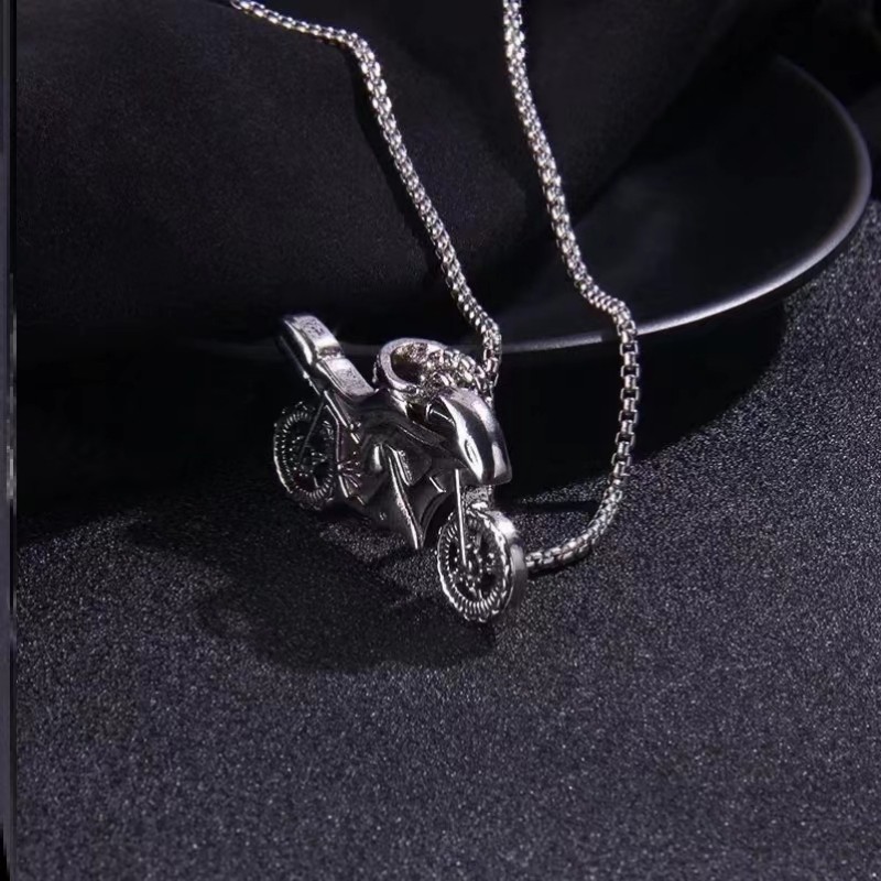 Holiday, Street Occasion Stainless Steel, Alloy Material Retro Motorcycle Stainless Steel Alloy Plating Men's Pendant Necklace