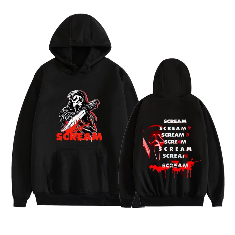 New Foreign Trade Style Unisex Sweatshirt Scream Ghostface Scream Loose Fit Couple's Fleece-Lined Hooded Style New Foreign Trade Style Unisex Sweatshirt Scream Ghostface Scream Loose Fit Couple's Fleece-Lined Hooded Style
