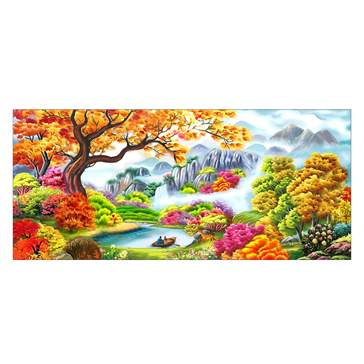 Monalisa real Cruz paraíso nueva versión gran paisaje moderno pintura hecha a mano bordado hilo