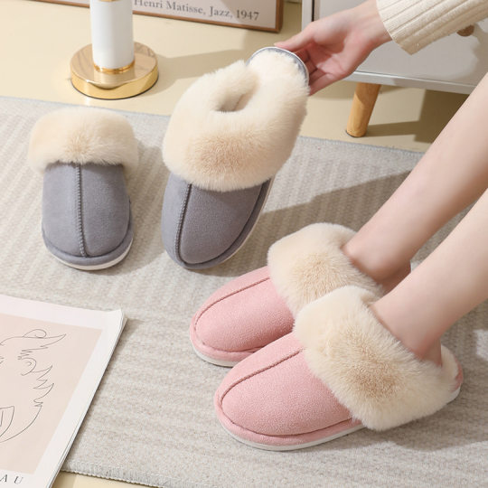 2023 cross-border explosions winter hair-to-mouth home slippers for men and women couples indoor and outdoor warm slippers cotton slippers