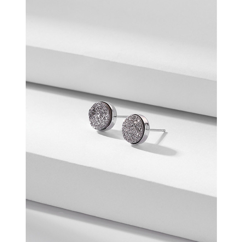 S925 pendientes redondos de plata esterlina de los hombres de moda personalizada nicho de alto grado pendientes de racimo de cristal pendientes de los hombres negros de las mujeres