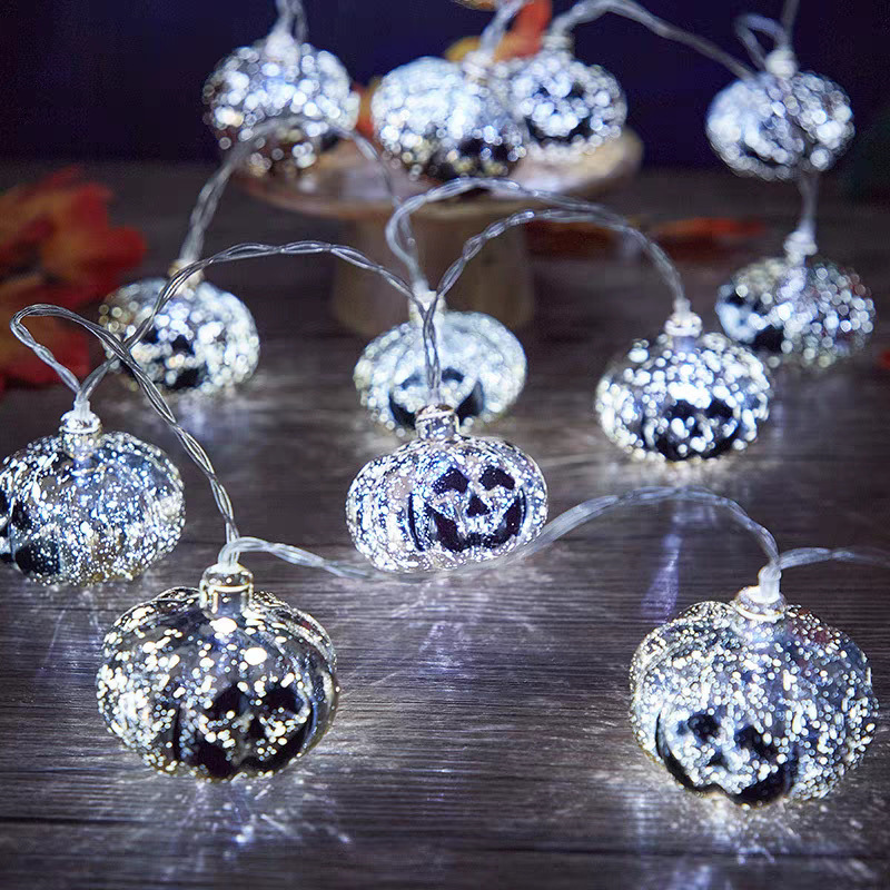 Halloween LED decoración lámpara de color lámpara galvanizado calabaza lámpara de decoración de la casa encantada