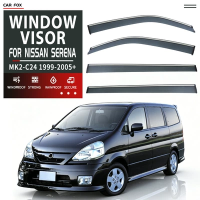 Suitable for Nissan Serena C27 C28 Window Visor Serena Rain Shield (Rain shield) - standard-packing-without-logo-serenaserenamk2-c24-1999-2005pcrain-shield-with-bright-strip