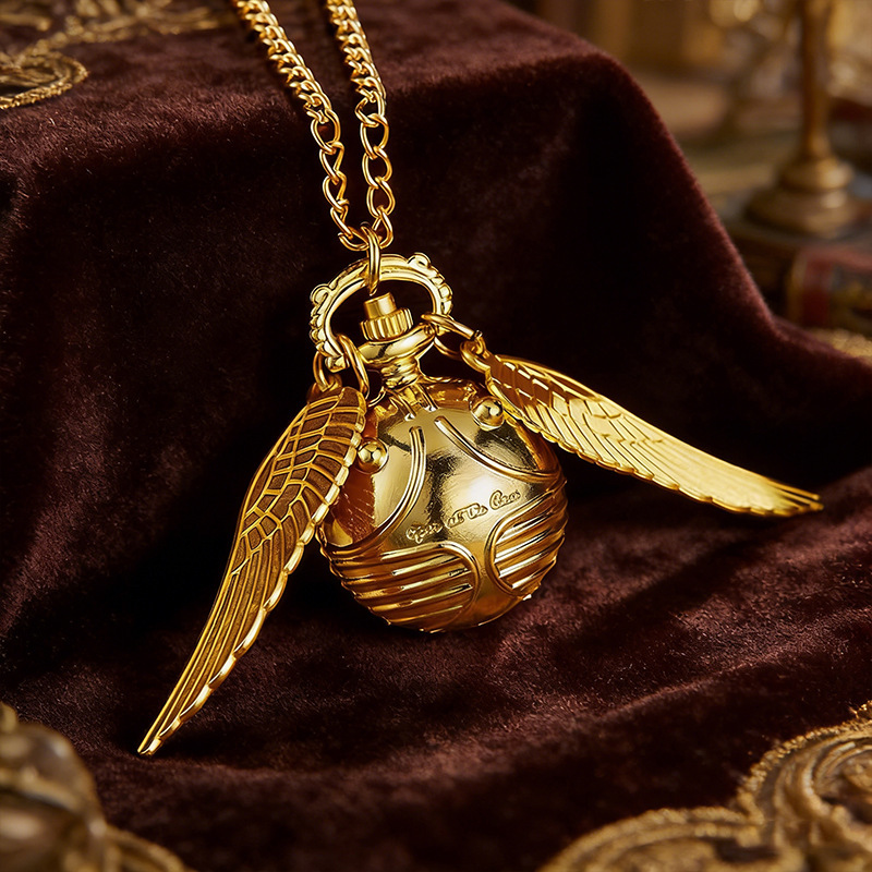 Cross-Border Harry Potter Golden Snitch Big Winged Retro Quartz Pocket Watch New Model Snitch Small Pocket Watch Pendant Cross-Border Harry Potter Golden Snitch Big Winged Retro Quartz Pocket Watch New Model Snitch Small Pocket Watch Pendant