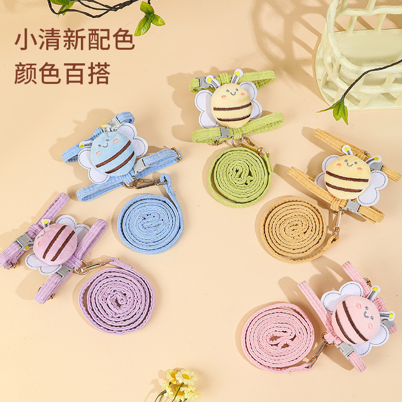 猫咪蜜蜂牵引绳可爱溜猫绳胸背带背心式牵引绳遛狗绳狗狗绳子|undefined
