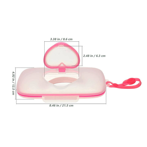 Baby wet wipes box for outings, portable pink love lid storage box, outdoor packaging box