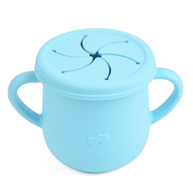 Silicona de grado alimenticio para niños snack Cup mango binaural portátil resistente a la caída con taza de paja de bebé taza de bebida de silicona