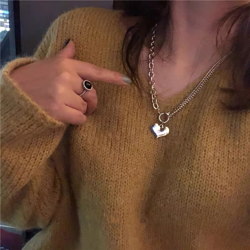 Simple Style Heart Shape Titanium Steel Plating Bracelets Necklace 1 Piece