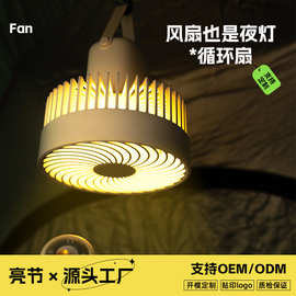 家用桌面空气循环风扇卧室吊挂氛围风扇灯可拆卸大容量夜灯循环扇