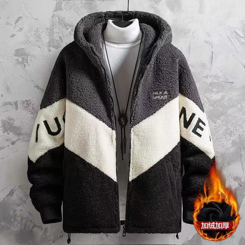 Plush thickening Teenagers Easy coat grain Cotton handsome winter cotton-padded clothes Sherpa student cotton-padded jacket