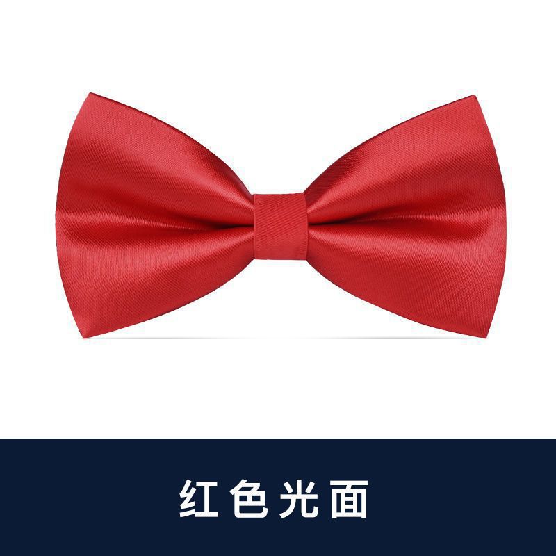 밝은 빨간색 광택 나비 넥타이♢