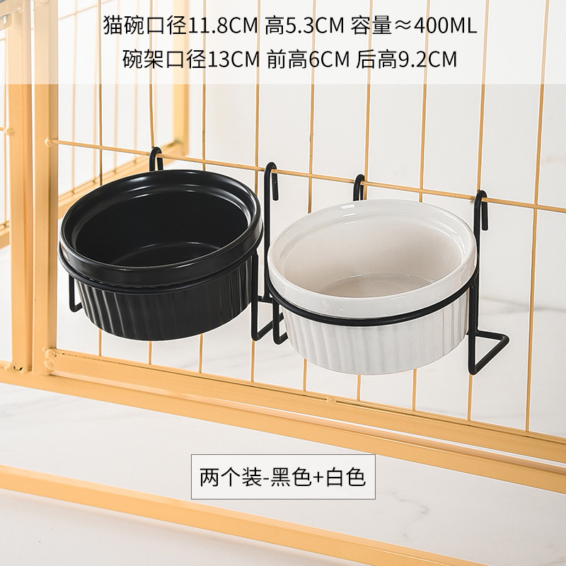tazón de gato cerámica tazón de comida para gatos jaula colgante fija tazón de comida para gatos anti-derribo cachorro gato beber agua jaula tazón
