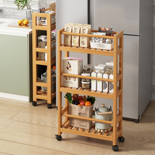 Slit Rack Kitchen Removable Wheeled Storage Rack Multi-Functional Spice Retail Storage Rack Floor-Standing Narrow Small Bookshelf
