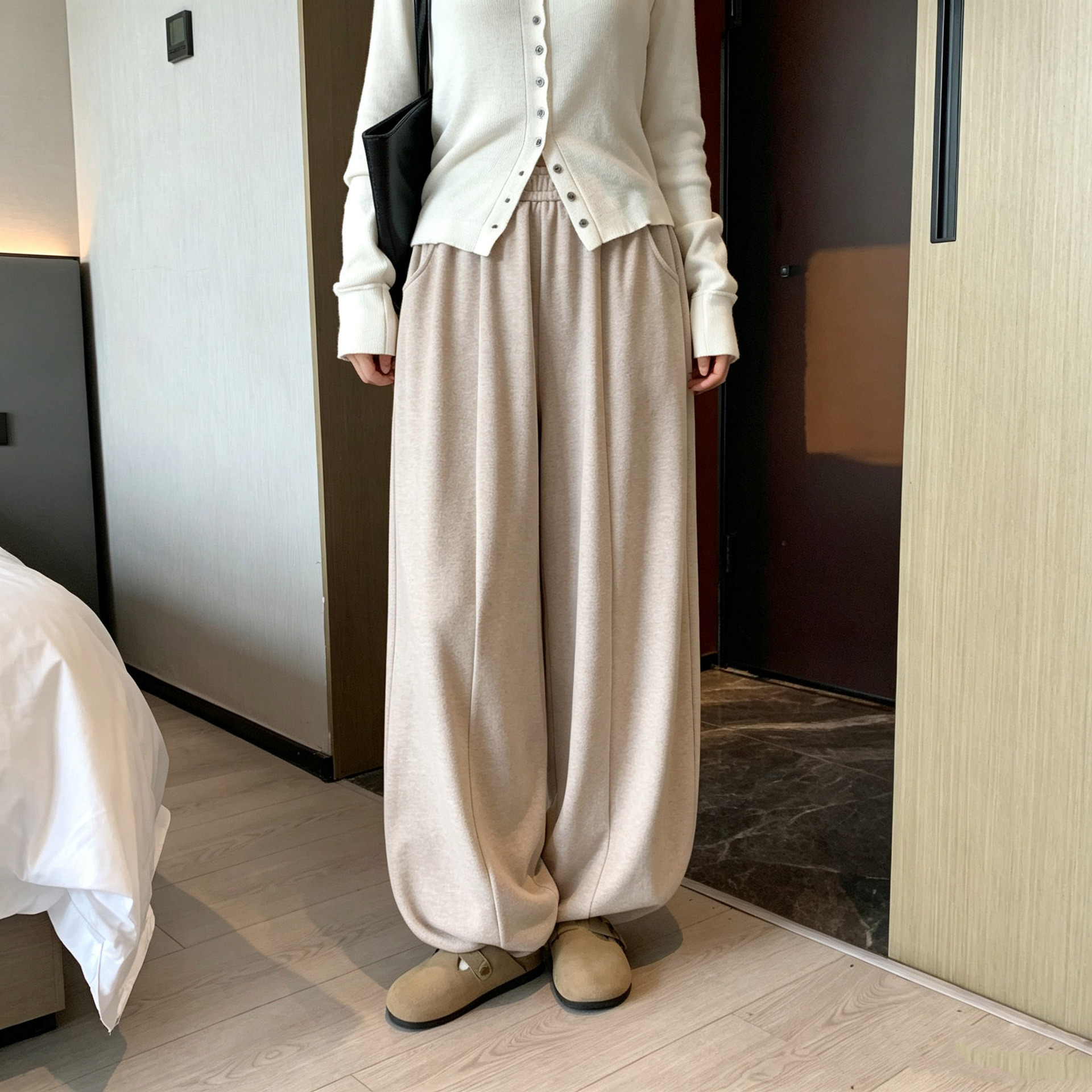 法式弯刀裤女2026新款秋季高腰慵懒风香蕉裤休闲宽松气球阔腿裤子
