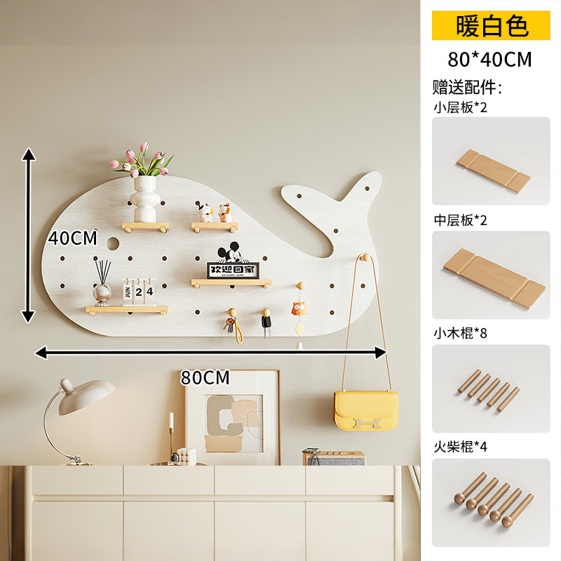 tronco viento madera sólida agujero tablero de agujero forma de ballena colgar percha de ropa radiador en la pared superior de la pared de almacenamiento de estantes image 16