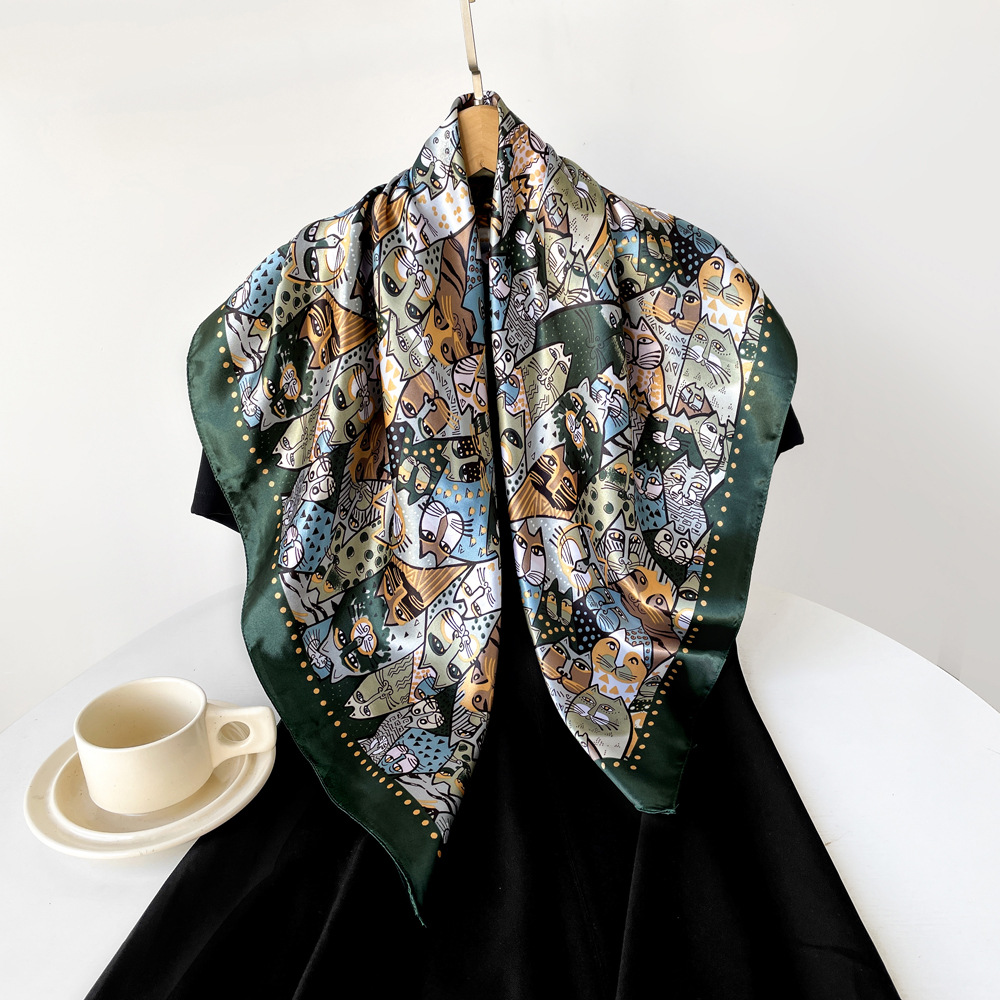 Femmes Élégant Style Vintage Dessin Animé Polyester Écharpe En Soie display picture 21
