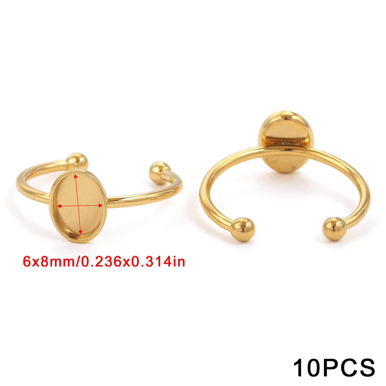 Acero inoxidable color-preservación pulido anillo titular DIY anillo plano anillo superficie horno oro incrustaciones perla apertura anillo titular Accesorios