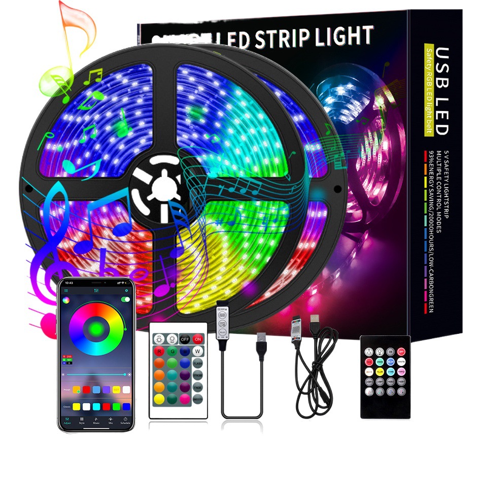 5V tira de luz LED traje 5050RGB impermeable colorido USB24 música clave Bluetooth TV Fondo atmósfera Luz
