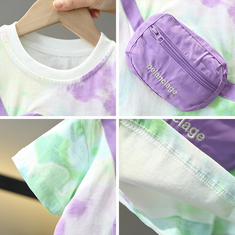 7817 Camiseta de verano para niños 2025 Nuevo estilo de verano para niños tie-dye camisa de media manga bebé ropa coreana de manga corta