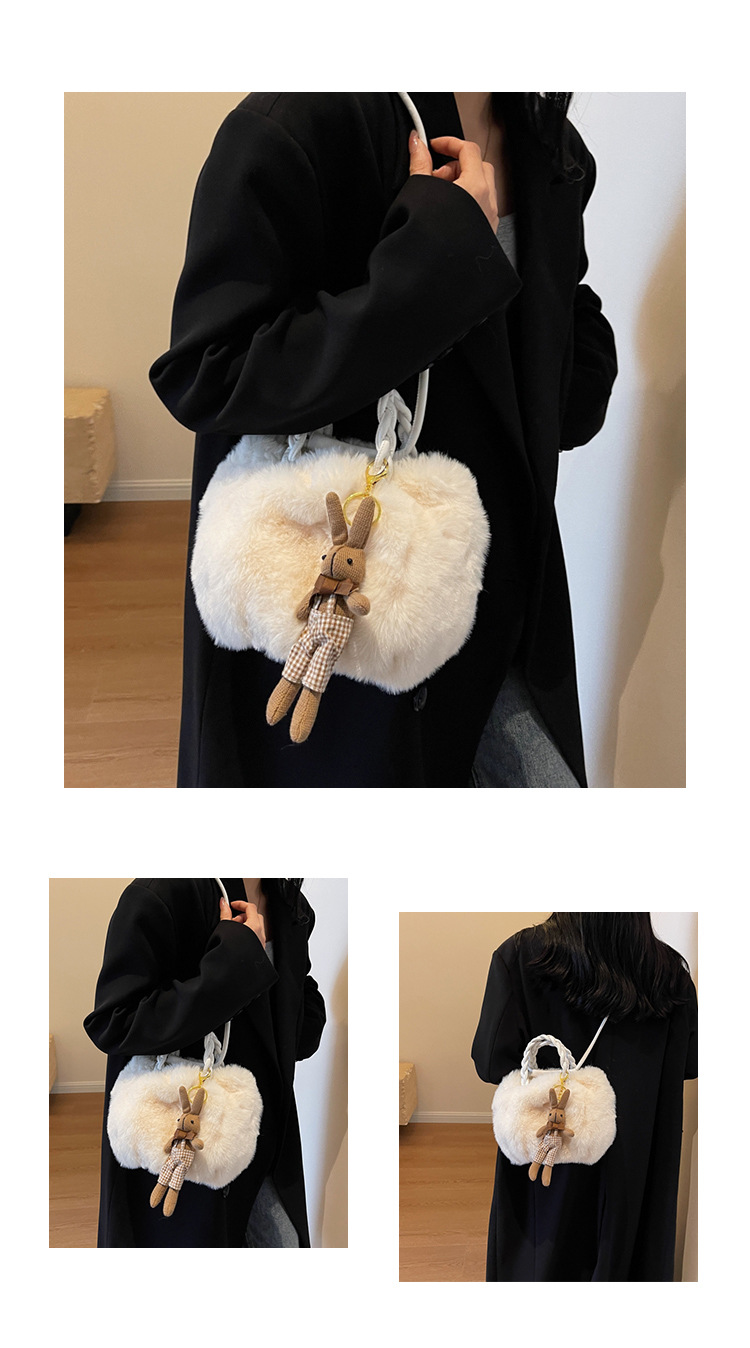 Borsa a spalla in peluche da donna elegante borsa a tracolla_voghion.com