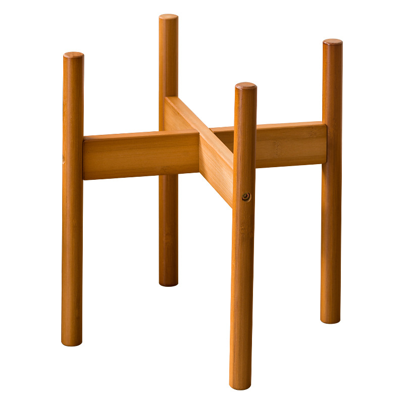 Flores cruzadas maceta de madera sólida soporte de doble capa antiguo acuario de peces balcón sala de estar soporte de piso estante plantación de bambú