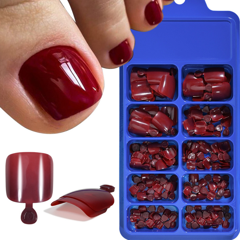 Amazon 100-Piece Solid Color Toe Nail Tips, Simple and High-End Women's Boxed Toe Nail Art, Short Style Nail Art